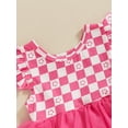 thumbnail image 5 of Newborn Toddler Baby Girl Summer Romper Casual Pink Cotton Dress With Plaid Print Layered Tulle Cute Jumpsuit, 5 of 8