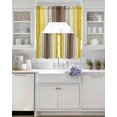 thumbnail image 3 of Yellow Brown Swag Curtains for Living Room/Bedroom Windows, Farmhouse Wood Grain Vintage Striped Kitchen Curtains and Valances Set 36 Inch Length, Light Filtering Swags Valance Curtain Panels, 3 of 5