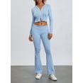 thumbnail image 4 of Yunliwuli Women’s Two Piece Outfits Set Long Sleeve Zip Up Cropped Hoodie and Bootcut Pants Set Loungewear, 4 of 10