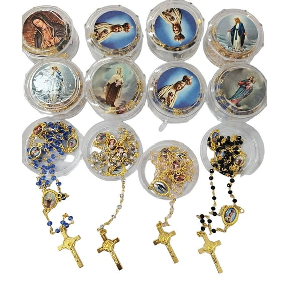12 x bulk assorted rosary necklace for baptism , wedding ,first communion/ religious favor Baptism, Wedding, Memorial, Religious Favor