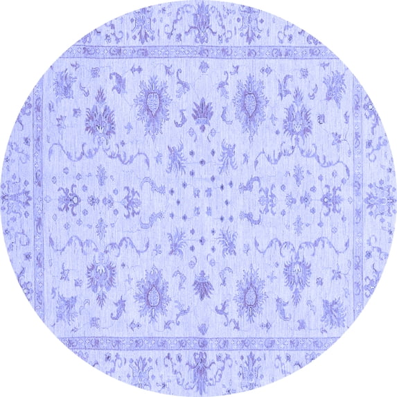 Ahgly Company Indoor Round Oriental Blue Modern Area Rugs, 7' Round