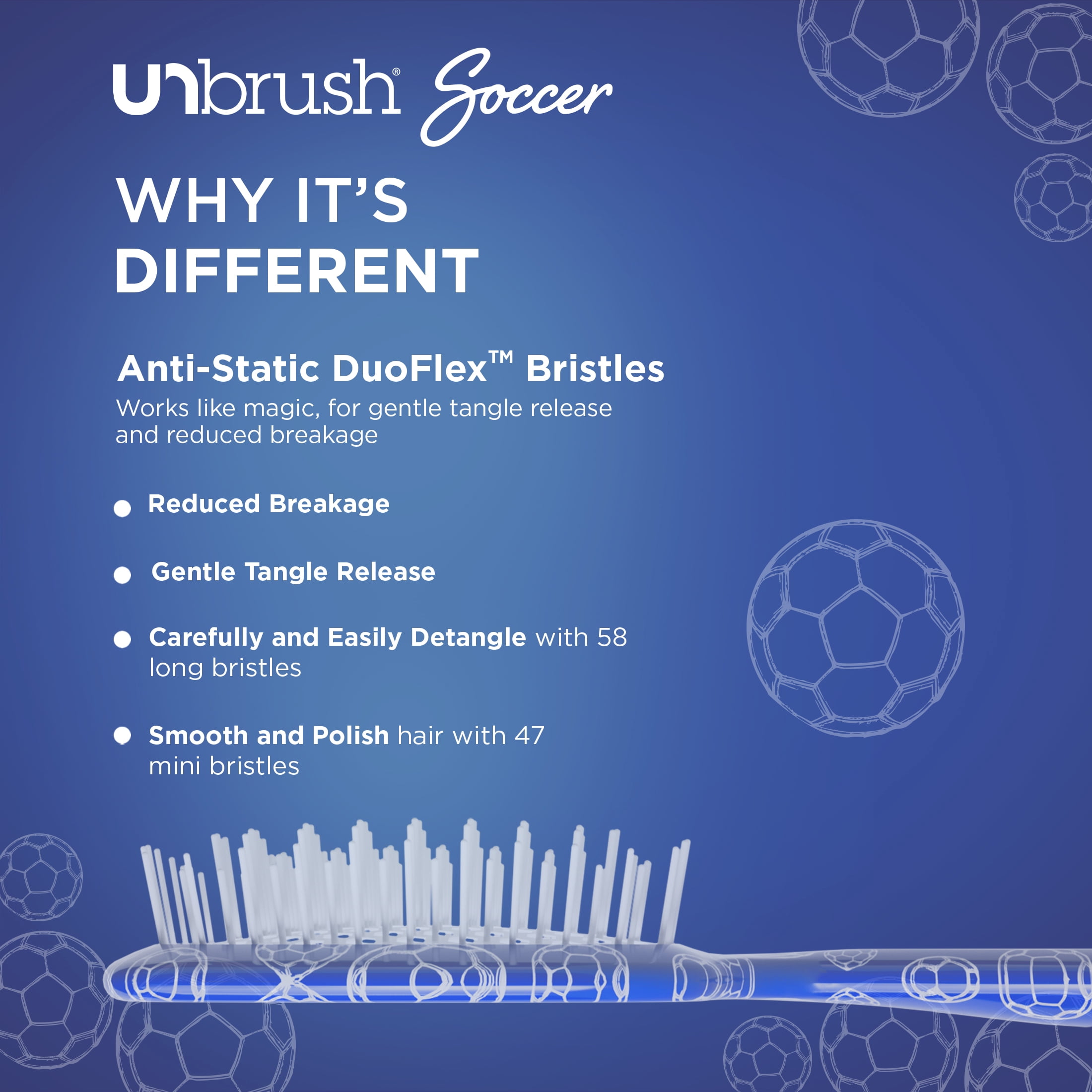 FHI Heat UNbrush Soccer Detangling Hair Brush for All Hair Types, Blue