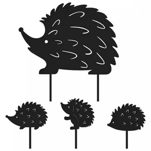 Estacas De Metal Para Jardín, Estacas De Metal De Erizo, Estatuas Decorativas De Silueta De Animales De Arte De Metal Para Patio, Estacas De Animales De Erizo Negro Para Patio, Césped, Porche, Decorac Muyoka Hogar