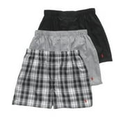 Polo Ralph Lauren BLACK/GREY Men's 3-Pack Cotton Woven Boxer Shorts, US X-Large