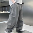 thumbnail image 5 of NAISIBABY Kids Boys Cargo Pants, Summer Lightweight Drawstring Baggy Fashion Hiking Outdoor Pants Gray Size 12, 5 of 8