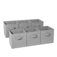 thumbnail image 1 of Cajas de almacenamiento, juego de 6, cubos de almacenamiento plegables de tela no tejida, organizador de ropa y juguete, color gris, 1 of 5