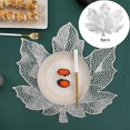 thumbnail image 2 of Juego de 6 manteles individuales de PVC con forma de hoja de arce para decoración de mesa, para cocina, hogar y Halloween. Plata, 2 of 9