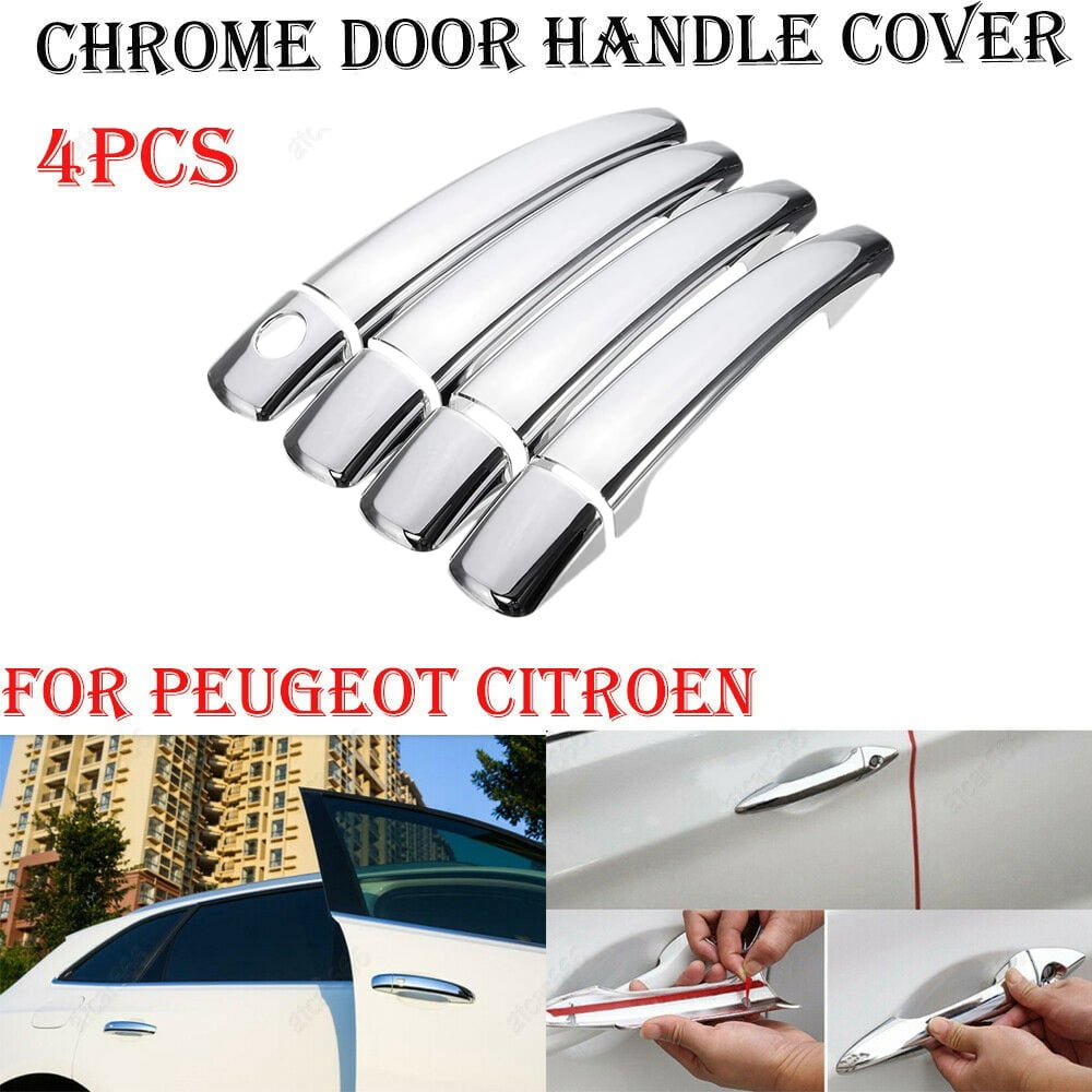 4PCS FOR CITROEN C4 C6 PEUGEOT 207 308 407 CHROME DOOR HANDLE COVER TRIM SLIVER
