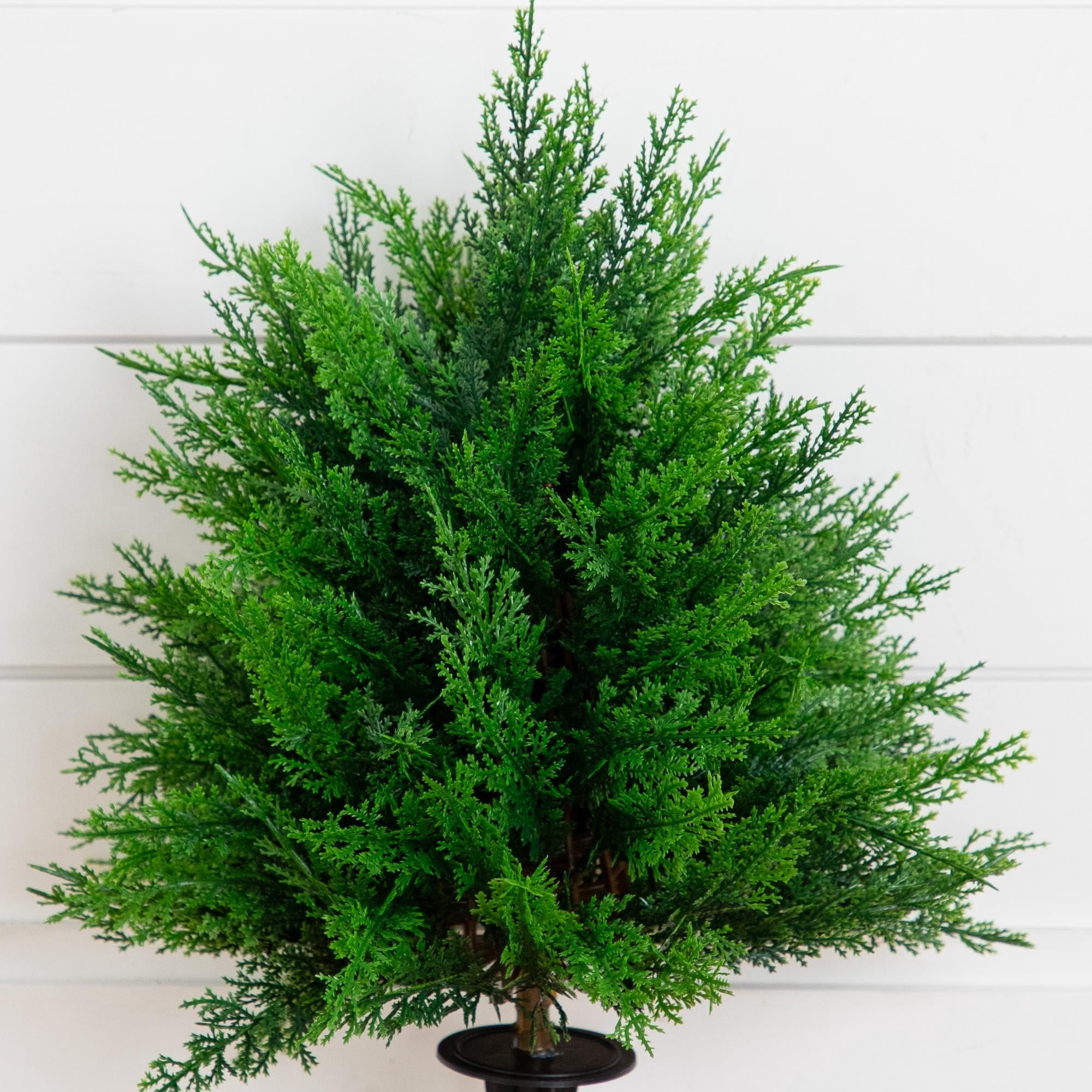19in. UV Resistant Artificial Cedar Bush with Integrated Ground Stake (Indoor/Outdoor) - Set of 2