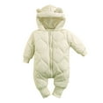 thumbnail image 2 of FNNMNNR Newborn Baby Boys Girls Winter Cute Jumpsuit  Toddler Keep Warm Thicken Hooded Long Sleeves Romper with Full-Zipper, 2 of 6