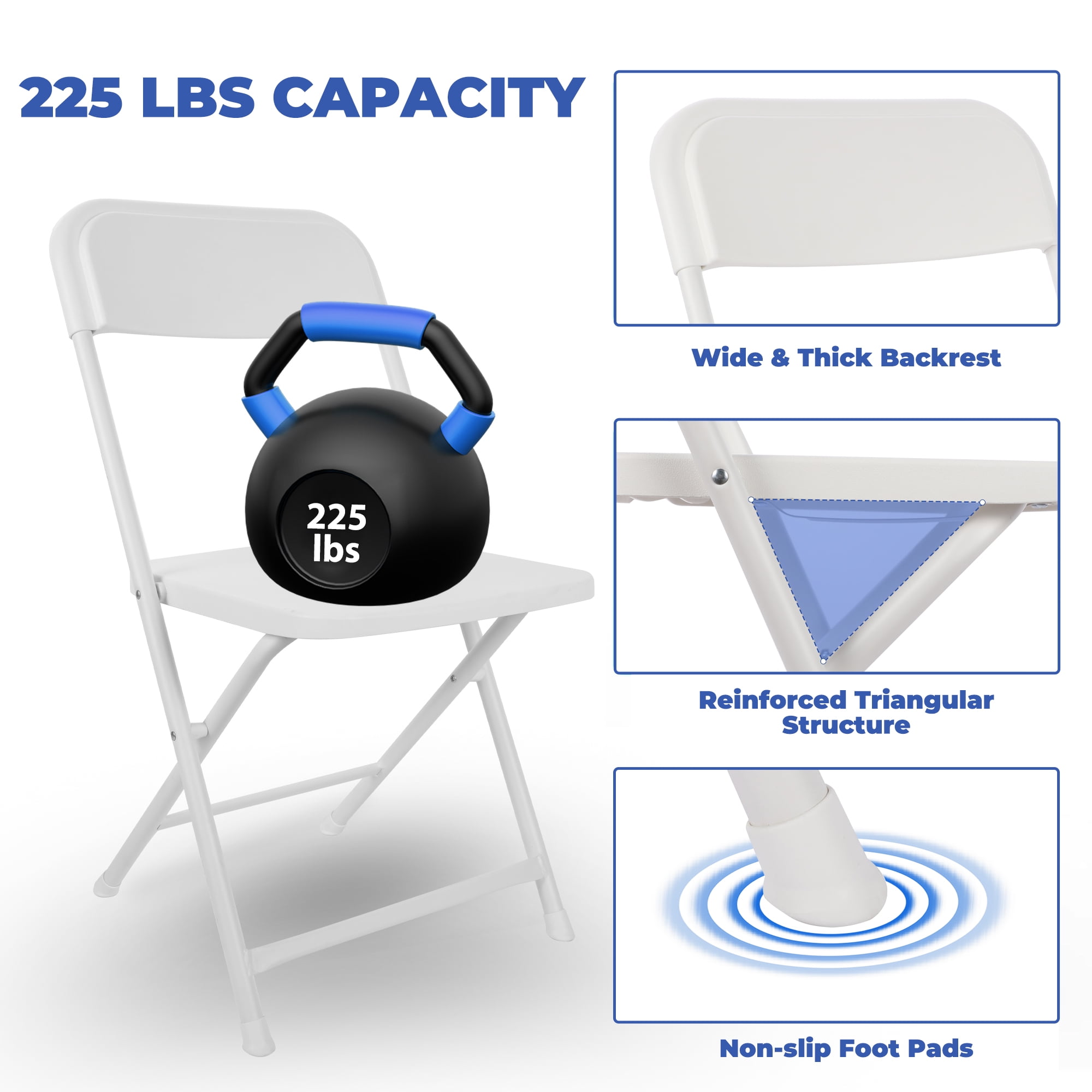Mainstays Resin Event Folding Chair, White (Set of 6)