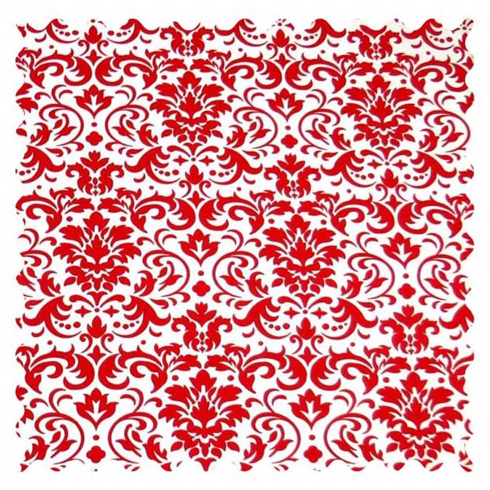 SheetWorld 100 Cotton Percale Fabric By The Yard, Red Damask, 36 x 44
