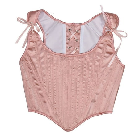 JULMCOMO Corset Tops for Women  Bustier Shapewear Lingerie  Floral Pink Lace Trim Waist Push Up Bodysuit Bustier Top Pink S