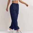 thumbnail image 3 of BLCHUNen Cargo Pants for Women Casual Lightweight Drawstring Elastic Waist Loose Leisure Sports Workout Pants with Pockets, 3 of 9