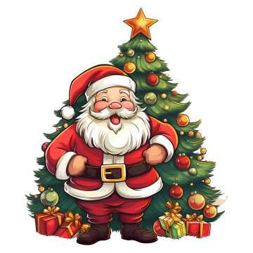 SkyOlla Merry Christmas Santa & Tree Scene Vinyl Wall Sticker – Holiday Decor for Kids Room, Bedroom, Home & Office – Self Adhesive Waterproof | Pack of 2