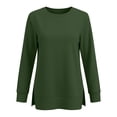 thumbnail image 4 of Visaly Crew Neck Side Split Sweatshirt for Women Long Sleeve Pullover Shirts Casual Loose Side Slits Tunic Top Comfy Sweatshirts Plus Sized Pullover Shirts Soft Sweatshirt Green 4Xl, 4 of 4