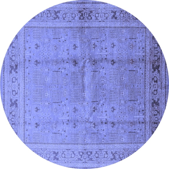 Ahgly Company Indoor Round Oriental Blue Industrial Area Rugs, 7' Round