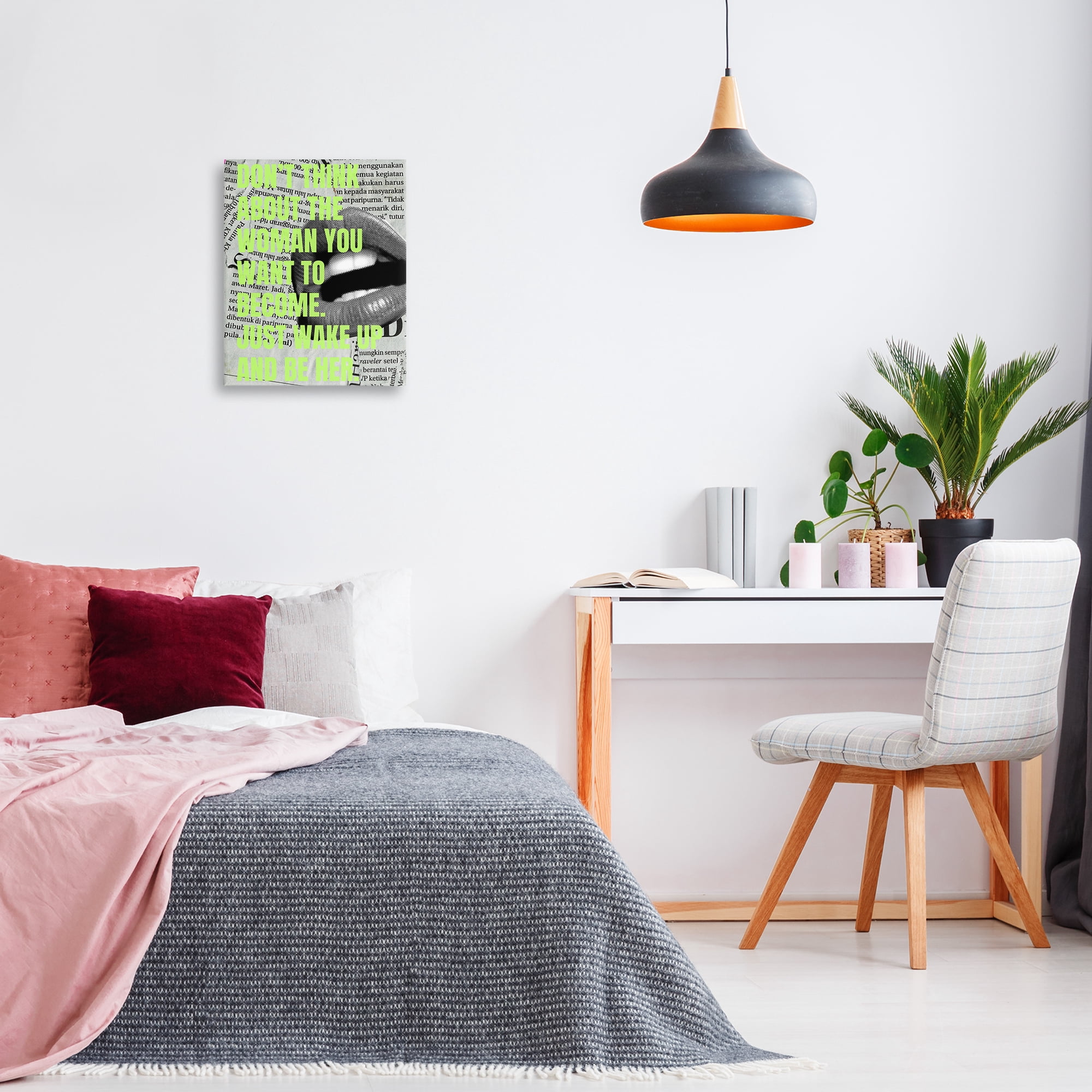 Stupell Industries Wake Up & Be Her Inspiring People Painting Wrapped Canvas Art Print Wall Art, 16 x 20