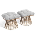 thumbnail image 6 of OMNIBERG 360° Outdoor Swivel Ottoman Stools Set of 2, Oversized All Weather Wicker Footstool with Cushion and Non-Slip Feet, Outdoor Seating Footrest for Bedroom, Living Room, Porch, Balcony, Gray, 6 of 6
