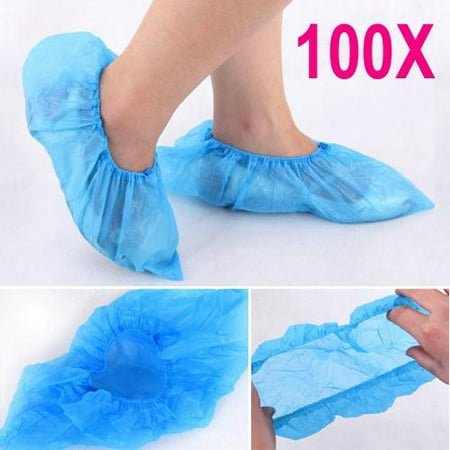 Topeakmart 100 Pcs Disposable Shoe Covers Plastic Covers for Indoor Protective Carpet