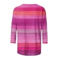 thumbnail image 4 of Aobny Striped Cute Tshirts Shirts for Women Pink Plus Size T-Shirt Crew Neck 3/4 Sleeve Loose Tshirts for Women,S, 4 of 5