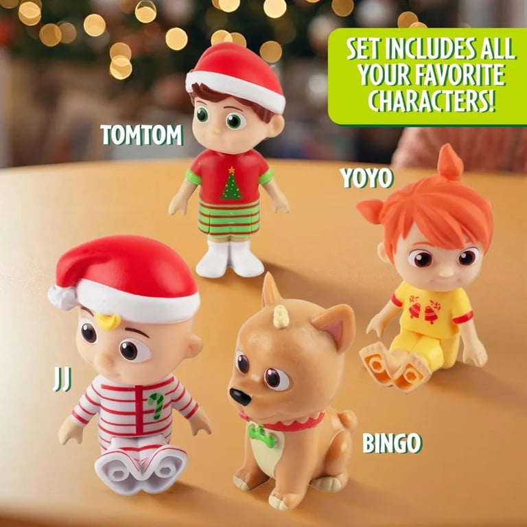 CoComelon Holiday Figurine Set - JJ, Tomtom, YoYo, Bingo - Kids