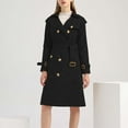 thumbnail image 6 of Herrnalise Women's Double Breasted Pea Coat Winter Mid-Long Trench Coat with Belt Black,XL, 6 of 9