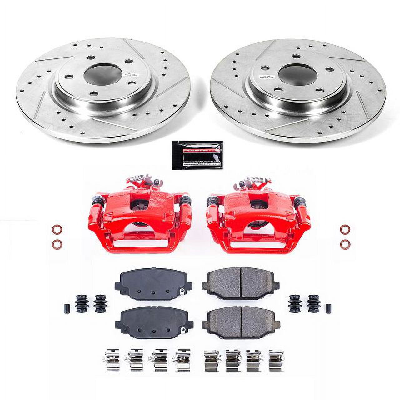 PowerStop Rear Z23 Evolution Sport Brake Pad and Rotor Kit with Red Powder Coated Calipers Fits: CHRYSLER DODGE VOLKSWAGEN Select Models KC5961