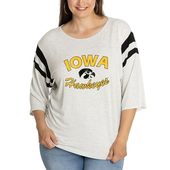 Women's  Ash Iowa Hawkeyes Sabrina 3/4-Sleeve Jersey T-Shirt
