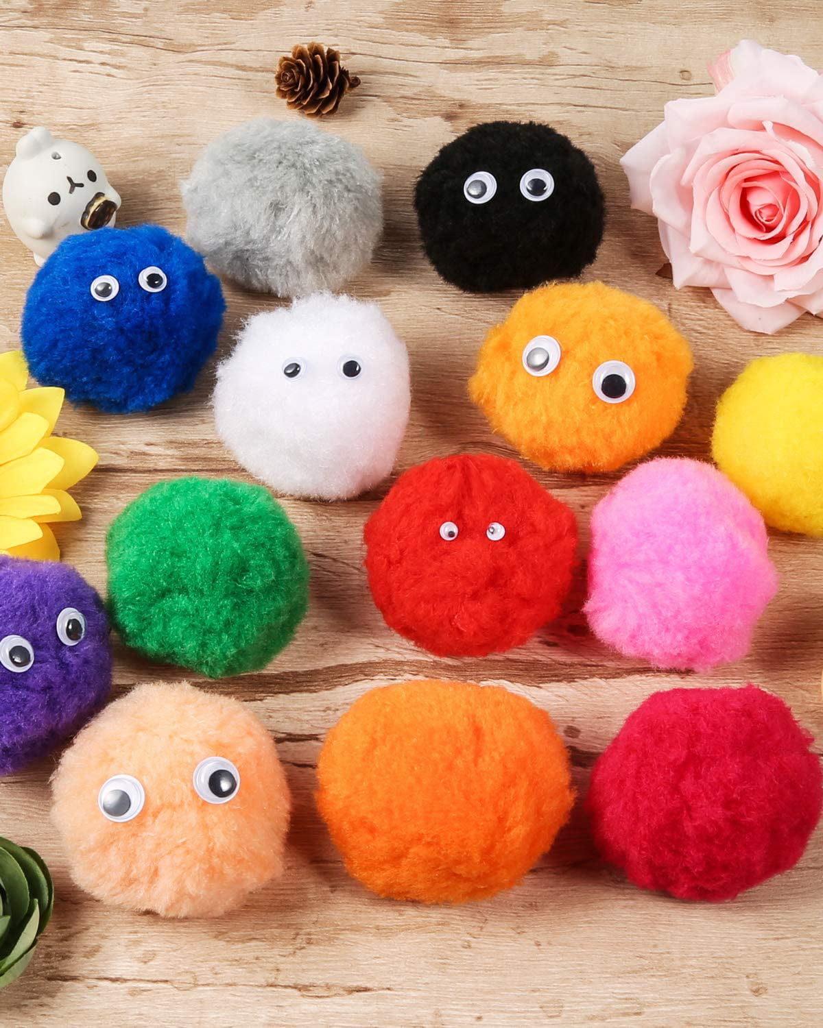 200Pcs 2 Inch Very Large Assorted Pom poms Arts and Crafts for DIY