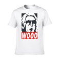thumbnail image 2 of T-Shirt Homme à Imprimé Graphique WOO - T-Shirt Décontracté en Coton Noir avec Design WOO Blanc et Rouge, Manches Courtes, Col Rond - Idéal pour Activités Extérieures d'Été & Cadeaux, 2 of 4