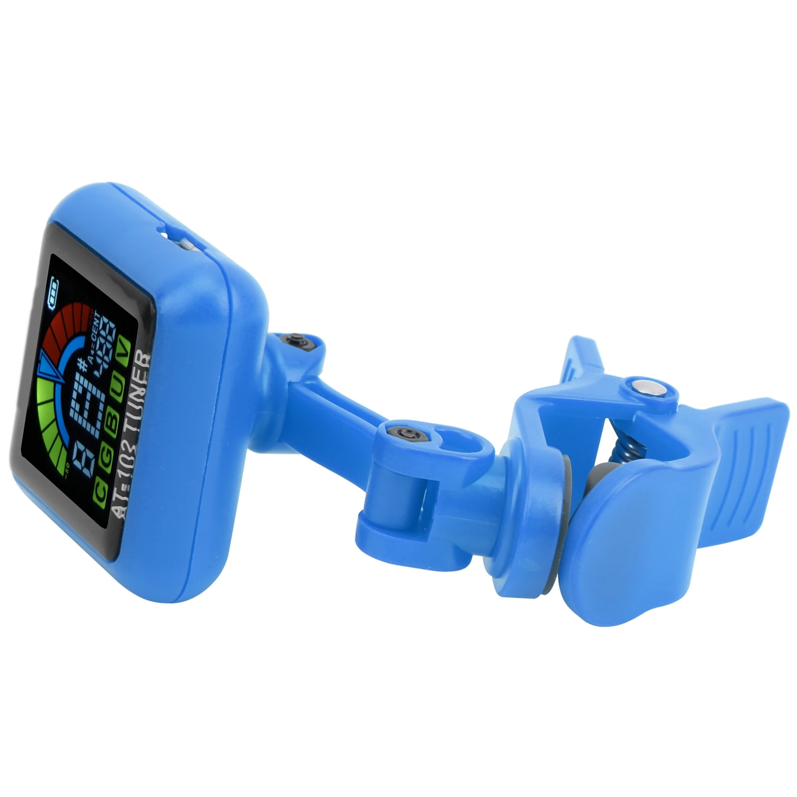 Guitar Clipon Tuner USB Rechargeable Builtin Battery Violin Ukulele AT102(Blue )
