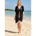 thumbnail image 3 of HAPPY BAY Women's Chiffon Summer Beach Open Front Holiday Kimono Beachwear Duster Cardigans XL-XXL Squid Ink_AB733, 3 of 6