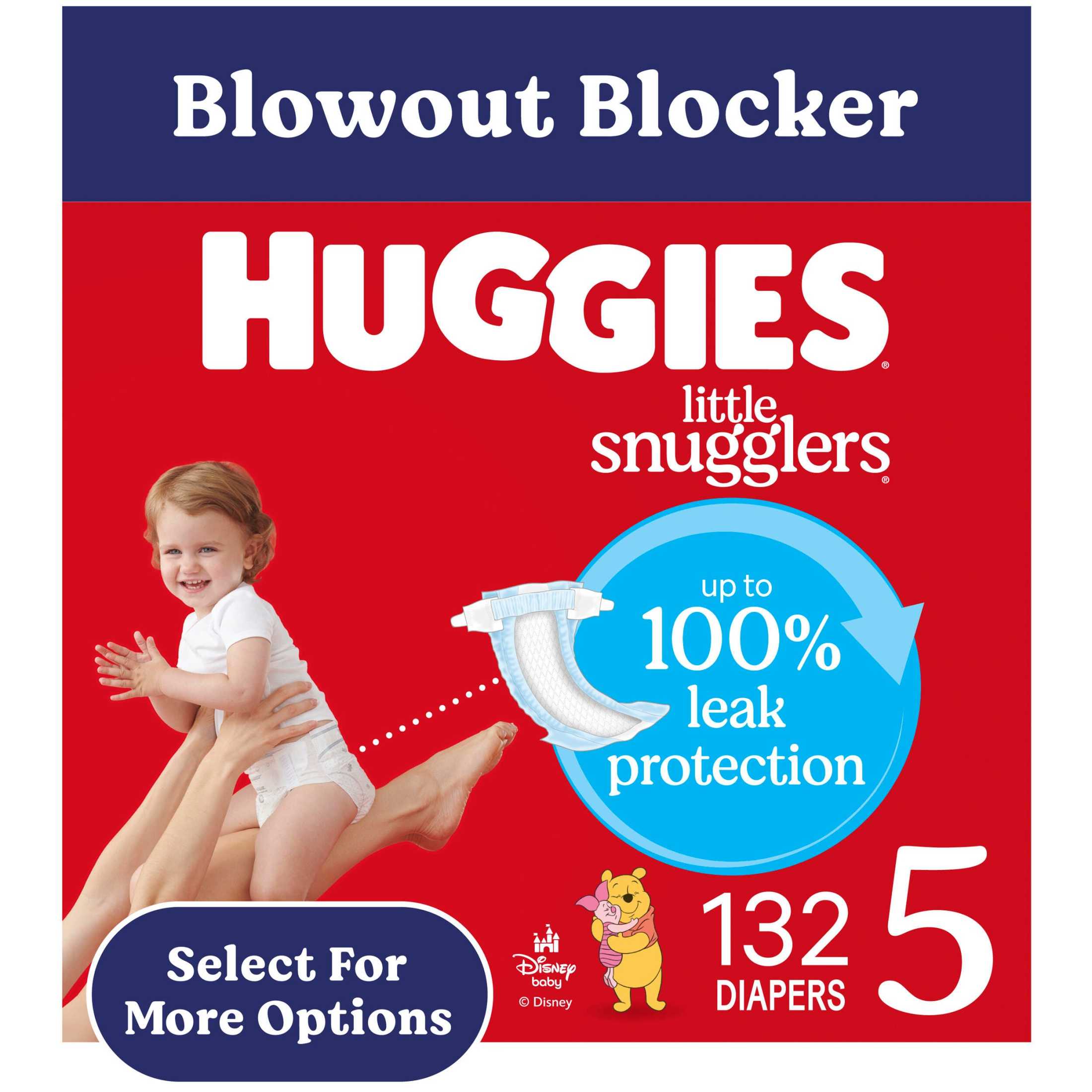 Huggies Little Snugglers Fragrance Free Baby Diapers, Size 5 (27+ lbs), 132 Count (2 Packs of 66) (Select for More)
