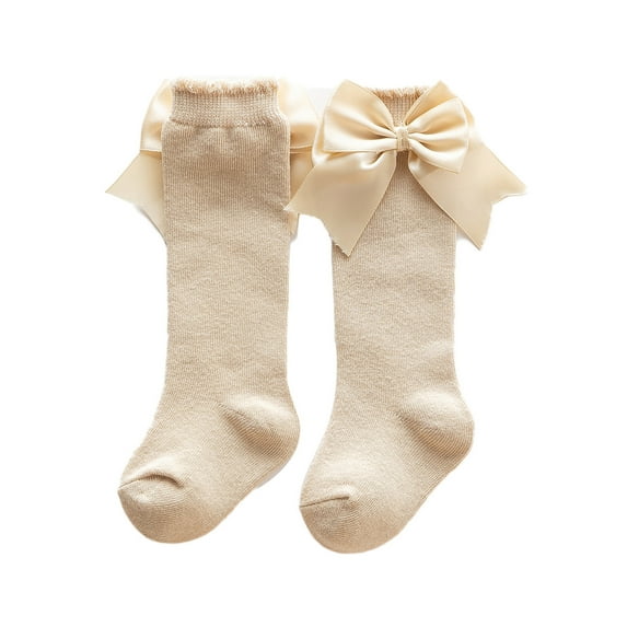 Bmnmsl Baby Below Knee Socks Bow Decor Stockings Breathable Clothing Accessory