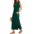 thumbnail image 3 of Fantaslook Womens Maxi Dress Round Neck Sleeveless Sundress Loose Split Wrinkle-Free Summer Long Dresses with Pockets, 3 of 8