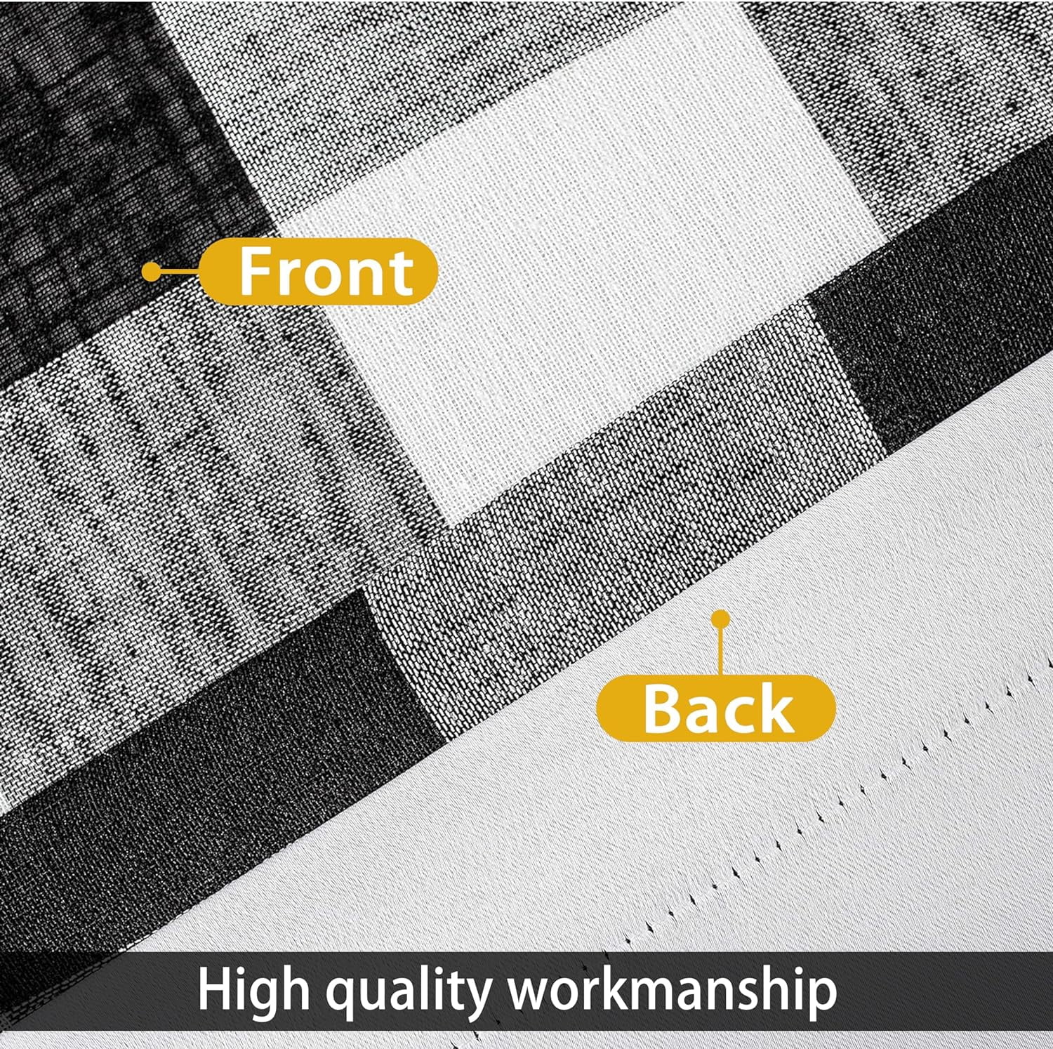 DriftAway  Buffalo Check Woven Plaid Pattern Lined Blackout Rod Pocket Window Curtain Valance Black 52" width x 14 " length