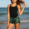 thumbnail image 2 of Girls Ruched Two Piece Swimsuit Set, Side Tie Boy Shorts Bathing Suit, Summer Pool Beachwear for Kids Vacation, 2 of 4