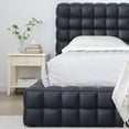 thumbnail image 4 of Livia King Size Faux Leather Upholstered Bed Fram in Black, 4 of 13