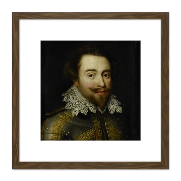 Van Ravesteyn Portrait Johan Ernst Count Nassau 8X8 Inch Square Wooden Framed Wall Art Print Picture with Mount