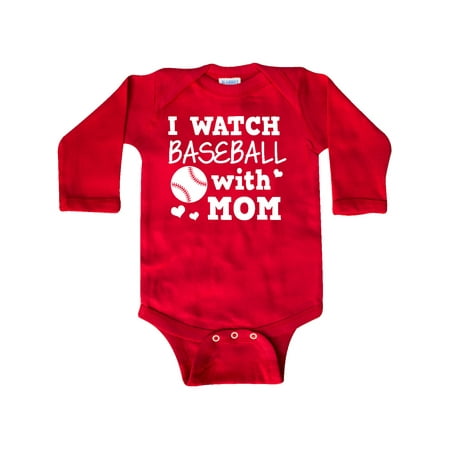 

Inktastic I Watch Baseball with My Mom Gift Baby Boy or Baby Girl Long Sleeve Bodysuit