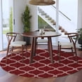 thumbnail image 4 of Deep Red Morocco Round Rug 5ft Washable Circle Kitchen Rugs Non Slip Retro Farmhouse Quatrefoil Plaid Large Area Rug Indoor Floor Carpet for Bedroom Living Room Home Office Dining Room Nursery, 4 of 8