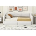 thumbnail image 5 of Convertible King Size Upholstered Daybed with Dual Storage Drawers, Beige, 5 of 10