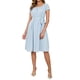thumbnail image 2 of INSPIRE CHIC Vestidos de Maternidad para Mujeres Boho con Cinturón en la Cintura de Manga Corta Verano Iglesia Talla X-Large Azul, 2 of 6
