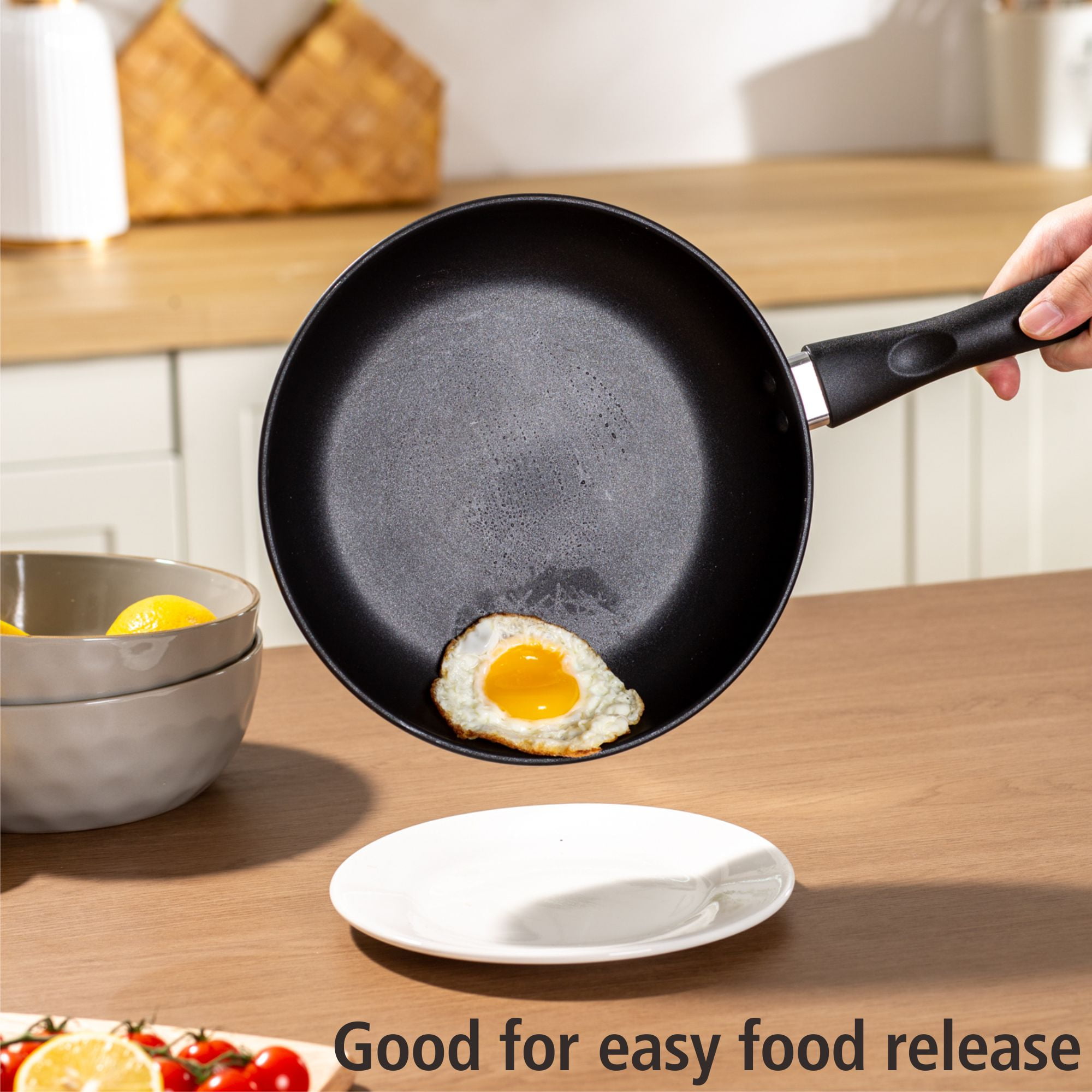 (6 pack) Mainstays 9.5" Non-Stick Aluminum Alloy Skillet Black Dishwasher Safe