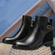 thumbnail image 4 of NECHOLOGY Botas Mujer Adulto Femenino Zapatos Botines de mujer Botas de tacón grueso con cremallera lateral para mujer Botines RetroBotines cortos Zapatos de mujer (Black, 7.5), 4 of 6