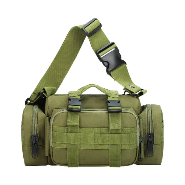Bolsa camuflaje 3P bandolera - Mochila militar táctica de hombro para pesca y senderismo, lona duradera de gran capacidad 34x14x18cm
