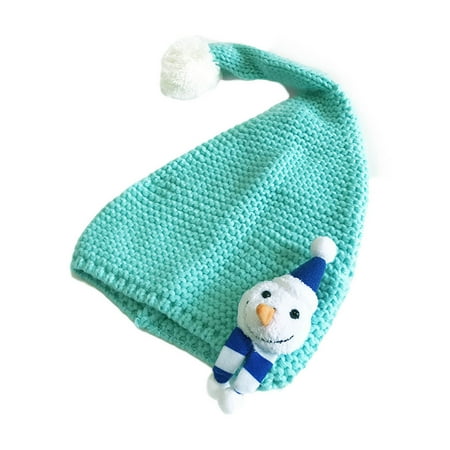 

Frobukio Christmas Knit Hat Kids Baby Gingerbread Man Beanie Cute Pom Pom Hats Cartoon Christmas New Year Supplies Decorations Blue 2-6 Years