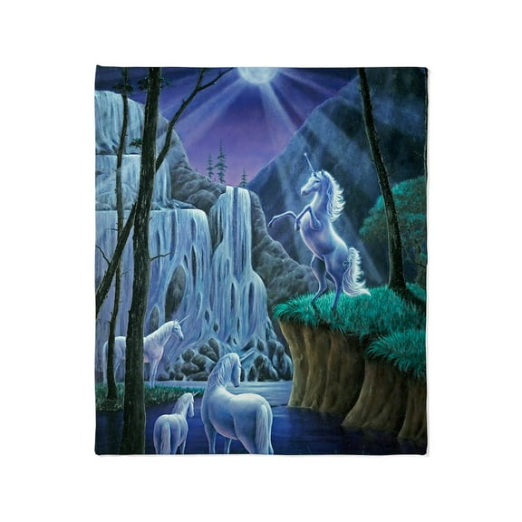 CafePress - Unicorns In The Moonlight Large Post Throw Blanket - Soft Fleece Throw Blanket, 50"x60" for All Ages