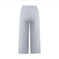 thumbnail image 7 of Beach Pants for Women Cotton Linen Palazzo Pants Boho Drawstring Elastic Waist Beach Pants Trendy Wide Leg Summer Trousers with Pockets Light Blue 2XL, 7 of 7